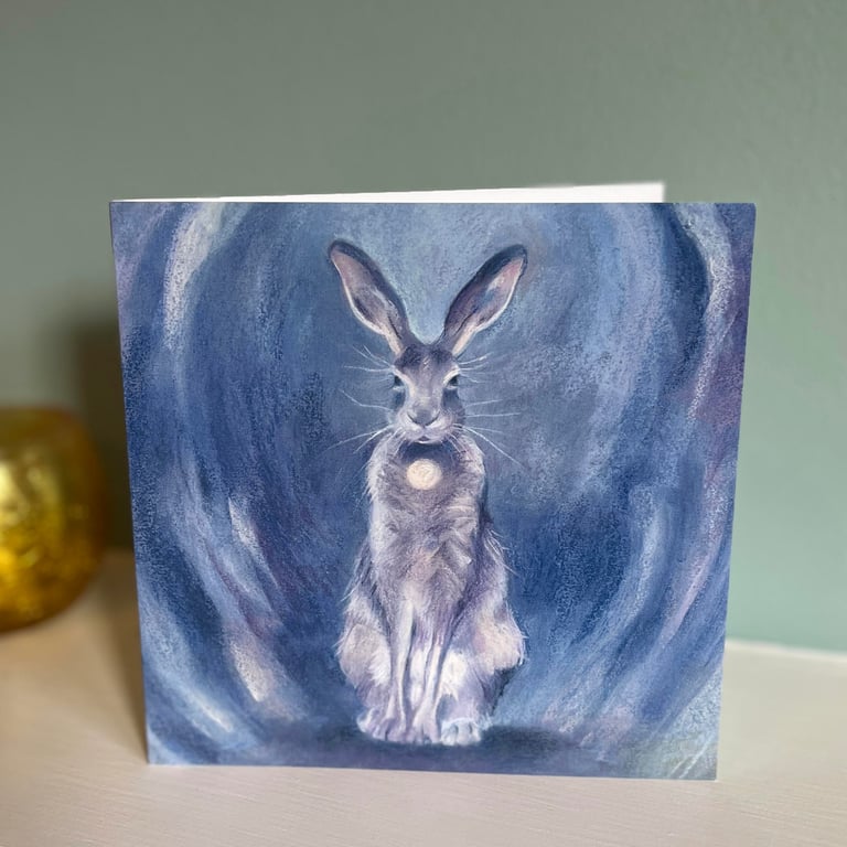 Hare greeting card - Hare art card, mystical Hare, Lunar Hare art card 