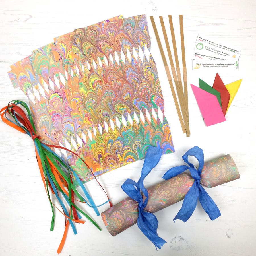 Make your own rainbow crackers kit marbled paper set of 4