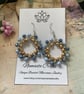 Beaded wire wrapped hoop blue and gold earrings, boho accessories, gift daughter - Image 2