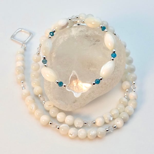 Mother Of Pearl Butterfly Necklace, June Birthstone, Bridal, Anniversary Gift