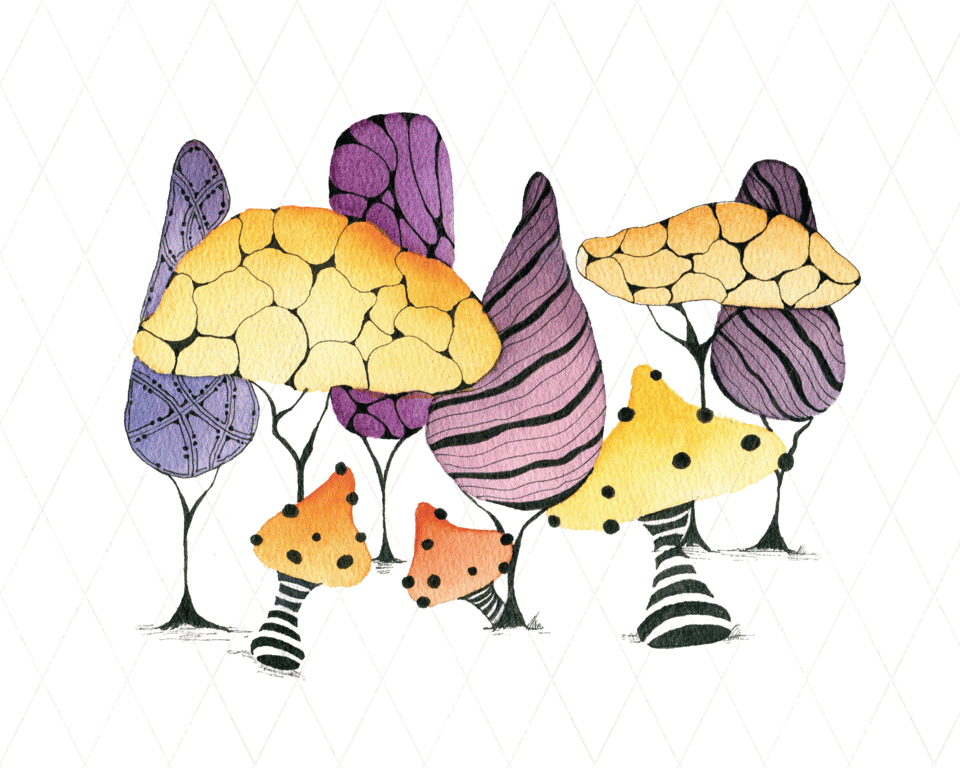 Woodland Wonders - Vibrant Abstract Watercolour Art Print 