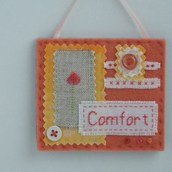 Felt Hanging. Comfort - Hand Stitched And Embroidered Hanging Decoration
