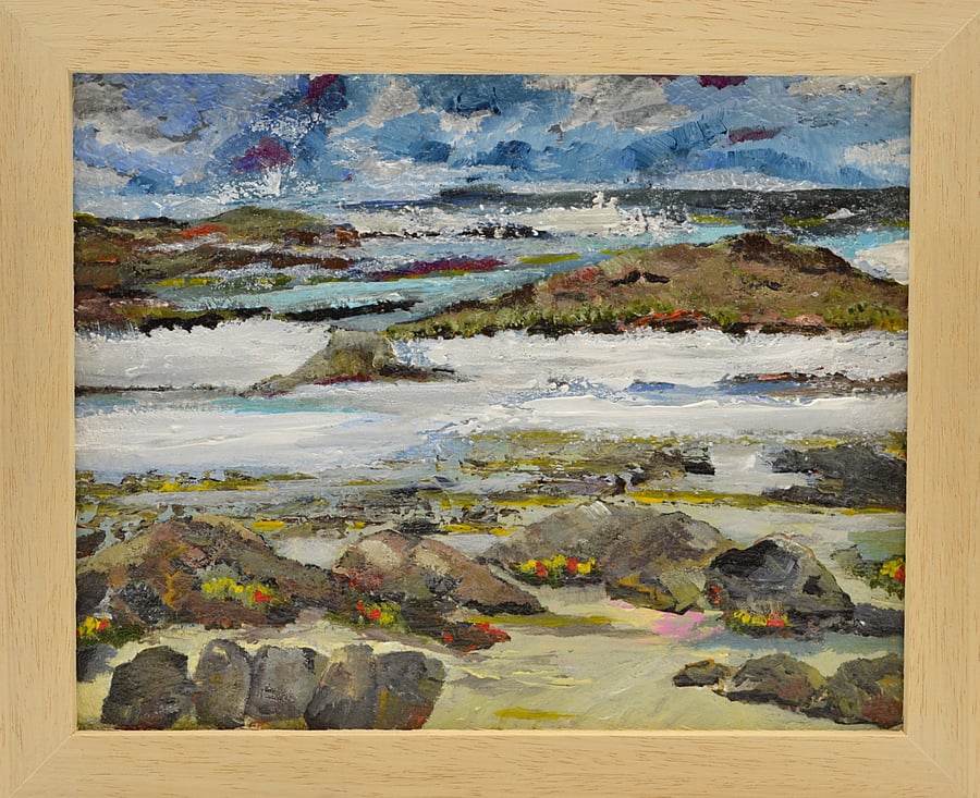 Original Painting of a Scottish Coastline in a Deep Frame (11 x 9 inches)