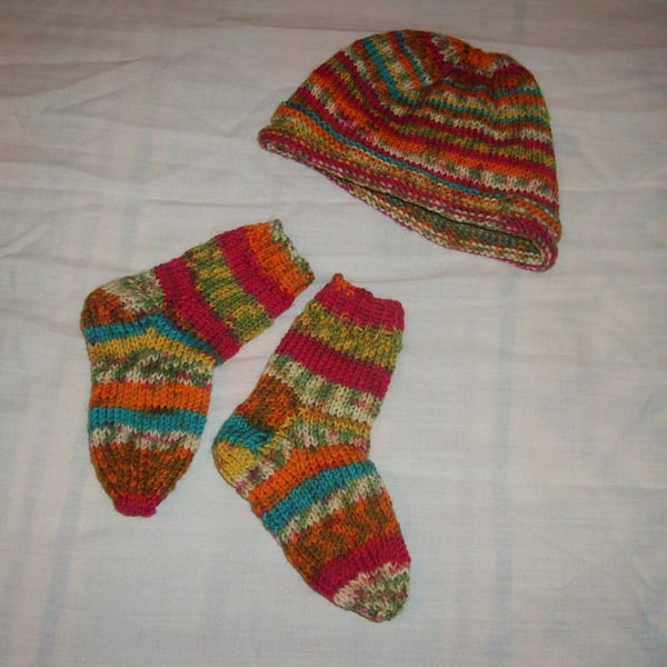 multi coloured hat and socks