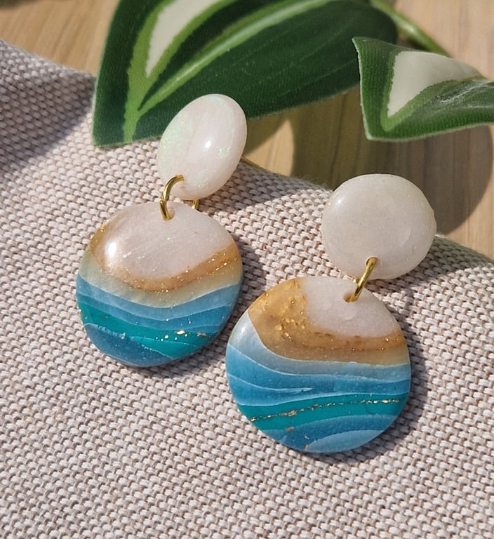 Polymer Clay Earrings: Shoreline 