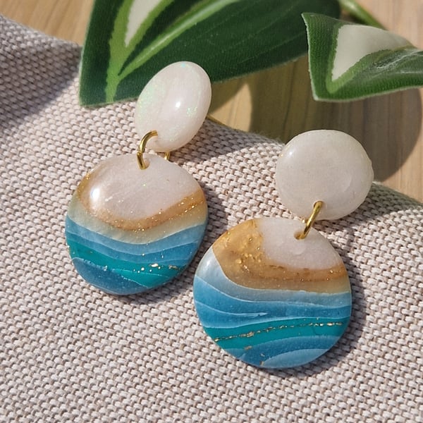 Polymer Clay Earrings: Shoreline 