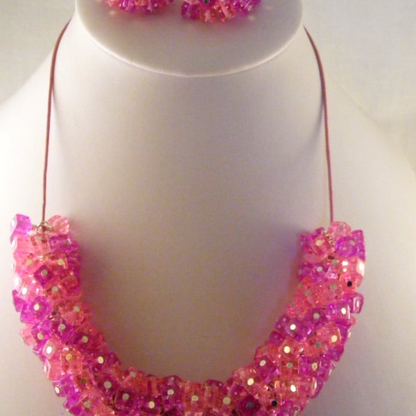 Pink and Purple Dice Jewellery Set.
