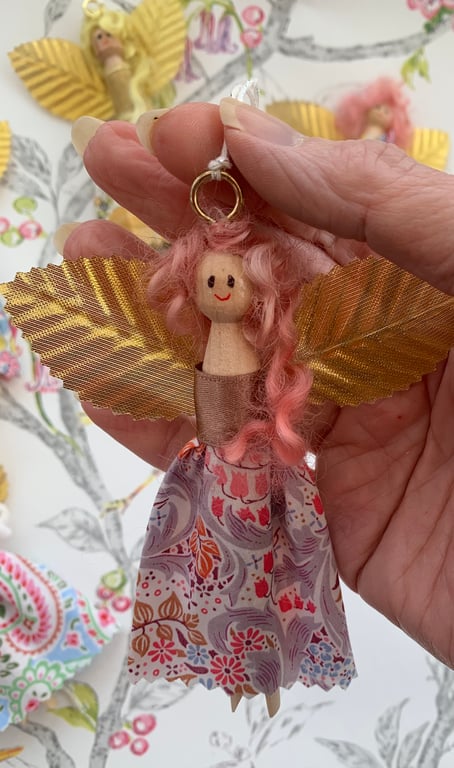 Peg doll fairy in  Liberty fabric 