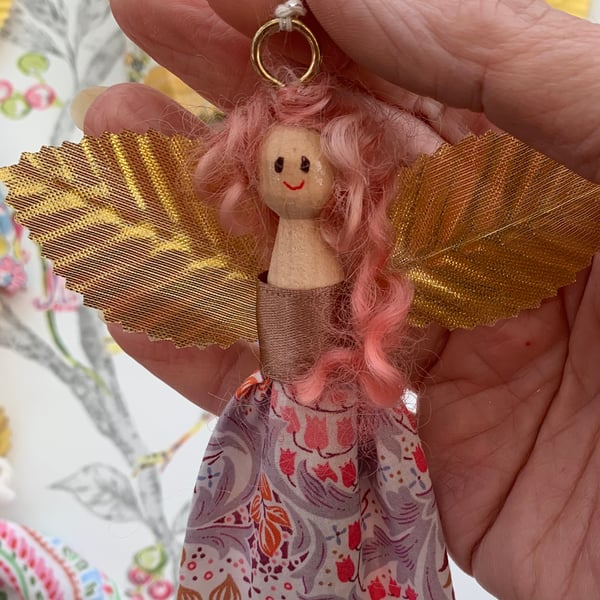 Peg doll fairy in  Liberty fabric 