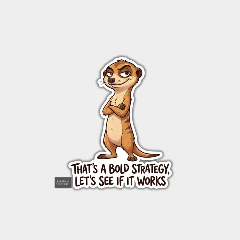 Funny Die Cut Vinyl Sticker - Bold Strategy Meerkat