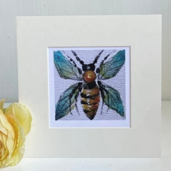 Mounted Bee Watercolour Print