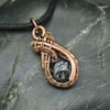 Copper Wire Weave Wrapped Snowflake Obsidian Pendant