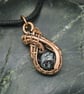 Copper Wire Weave Wrapped Snowflake Obsidian Pendant - Image 1