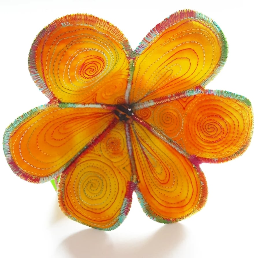 Flower Yellow Textile Art Flower