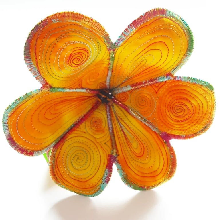Flower Yellow Textile Art Flower