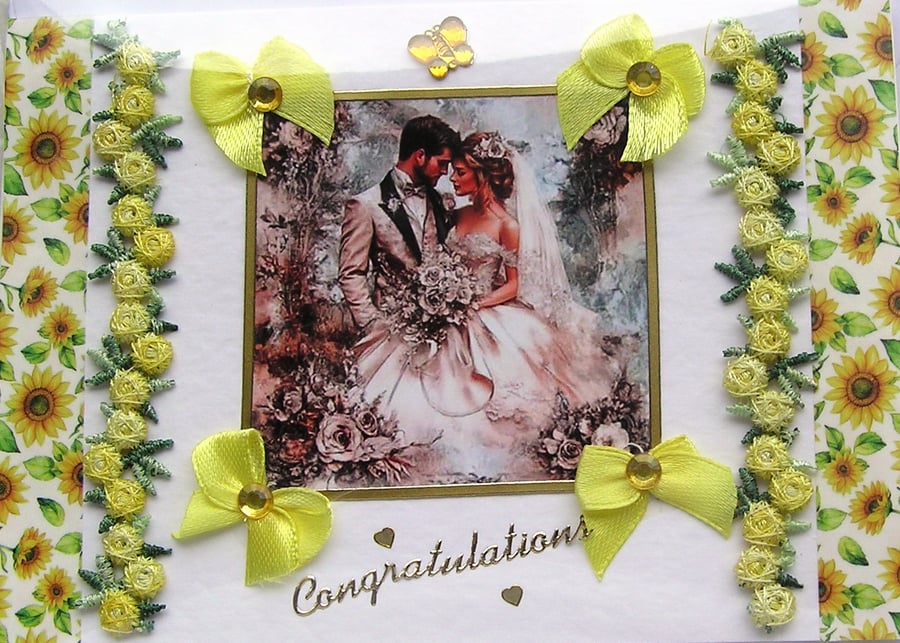 Wedding - Hand Crafted 3D Decoupage Card - Congratulations (3123)