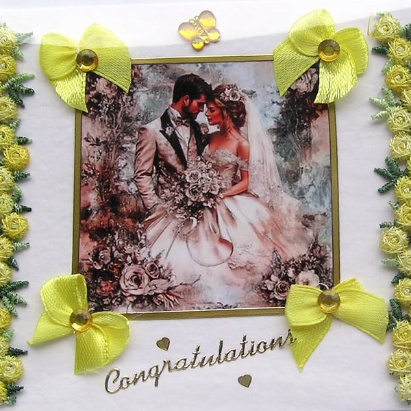 Wedding - Hand Crafted 3D Decoupage Card - Congratulations (3123)