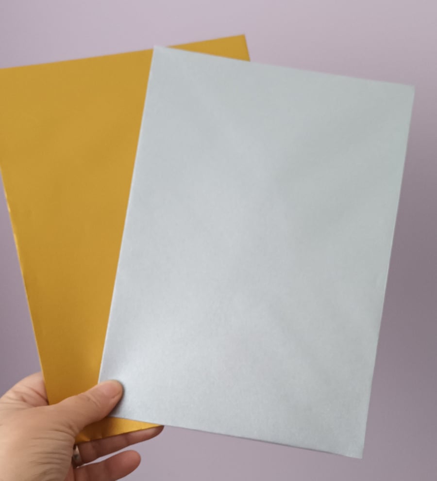 C5 A5 Metallic Gold And Silver Envelopes. Cardmaking, Christmas 120gsm Pack Of 6