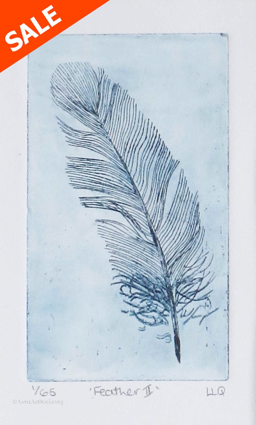 SALE feather etching print was 40 now 25 pounds