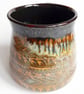 Mug Patterned Brown Glazed  - Hand Thrown Stoneware Ceramic Mug  - Image 3