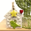 Small Ceramic bird house decoration Pottery bird house star