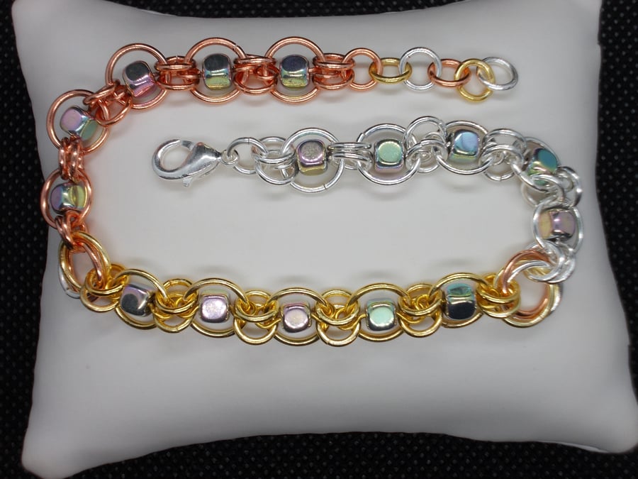 SALE - Mystic haematite chainmaiile bracelet