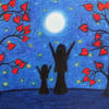 Daughter Card, Moon Stars Card, Mother Daughter Art Card, Birthday Moon Card