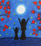 Mother Daughter Card, Moon Stars, Spiritual Art Card, Mum Child Hearts Tree - Image 1