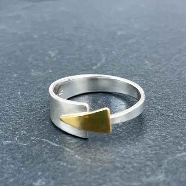 Arrow Ring, silver and gold ring, contemporary ring, simple modern ring, arrows,