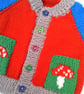 Child's Multi Coloured Cardigan with a Cute Mushroom Design Pocket, Custom Make - Image 5