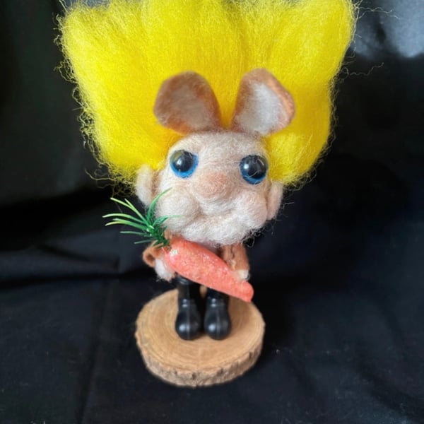 Bunny Munchkin in brown dungerees