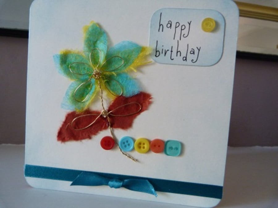 Gold Wire Daisy Birthday Card