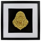 Gorilla Head Framed Wall Art, Gold or Silver Leaf Animal Art