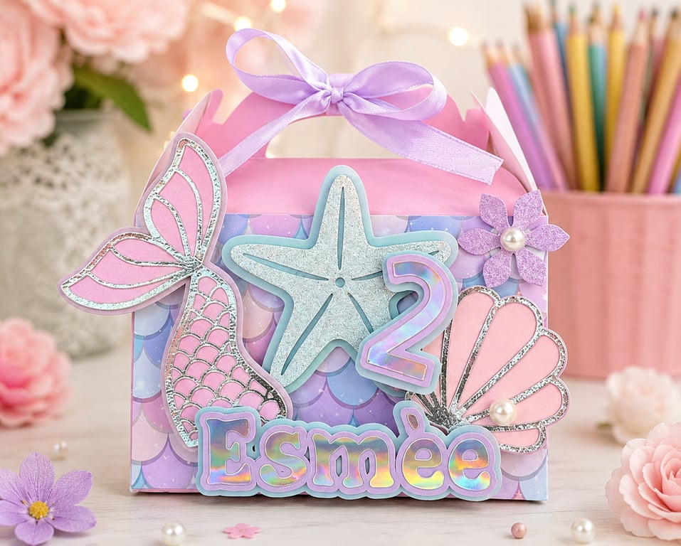 Personalised Mermaid Birthday Party Boxes Set of 6 Under the Sea Favours