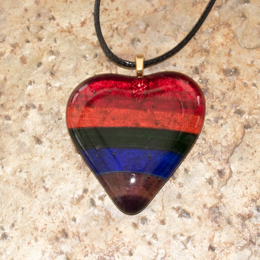Rainbow Striped Heart Shaped Pendant