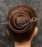 Antique Copper Spiral bun cage ,Chrysocolla Azurite hair bun holder, hair bun  - Image 5