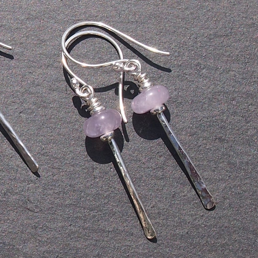Silver Drop Earrings with Amethyst