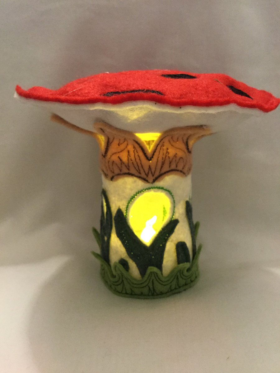 Enchanted forest toadstool tea light fairy house,