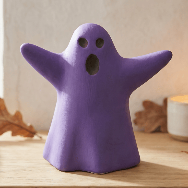 Purple Ghost Ornament With Raised Arms - Spooky Halloween Decoration