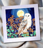 Midnight Whisper Original Symbolist Animal Totem Owl Art Painting 