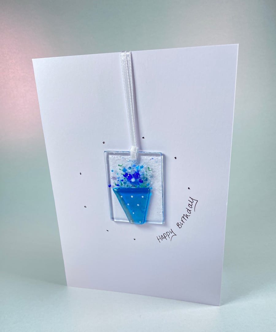 Fused glass birthday card