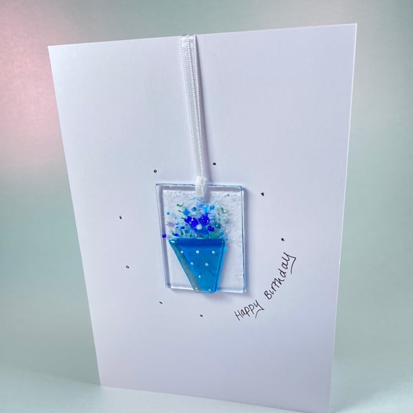Fused glass birthday card