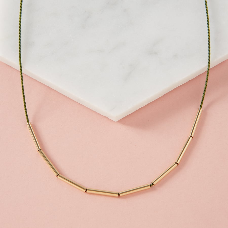 Adjustable 18k Gold & Silk Thread Necklace - Adjustable Cord Necklace
