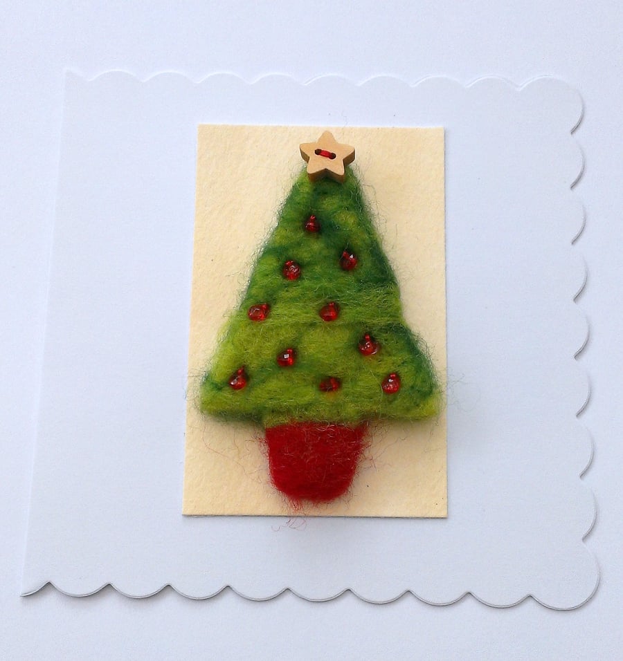 Sale - Christmas Card Needle Felted Christmas Tree