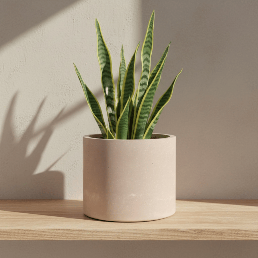 15 cm Round Beige Stone Effect Plant Pot Neutral Indoor Planter