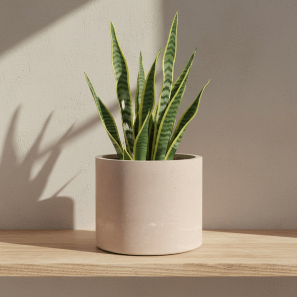 15 cm Round Beige Stone Effect Plant Pot Neutral Indoor Planter