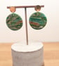 Green earthy agate polymer clay earrings- circle top