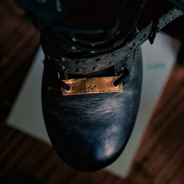 Boot Lace Tag in reclaimed brass 