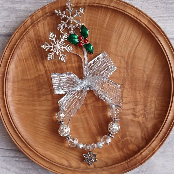 Beaded Rind Christmas Decoration - Snow & Ice