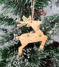 Nordic Rustic Reindeer, Christmas Yuletide Hanging Clay Ornament - Image 1
